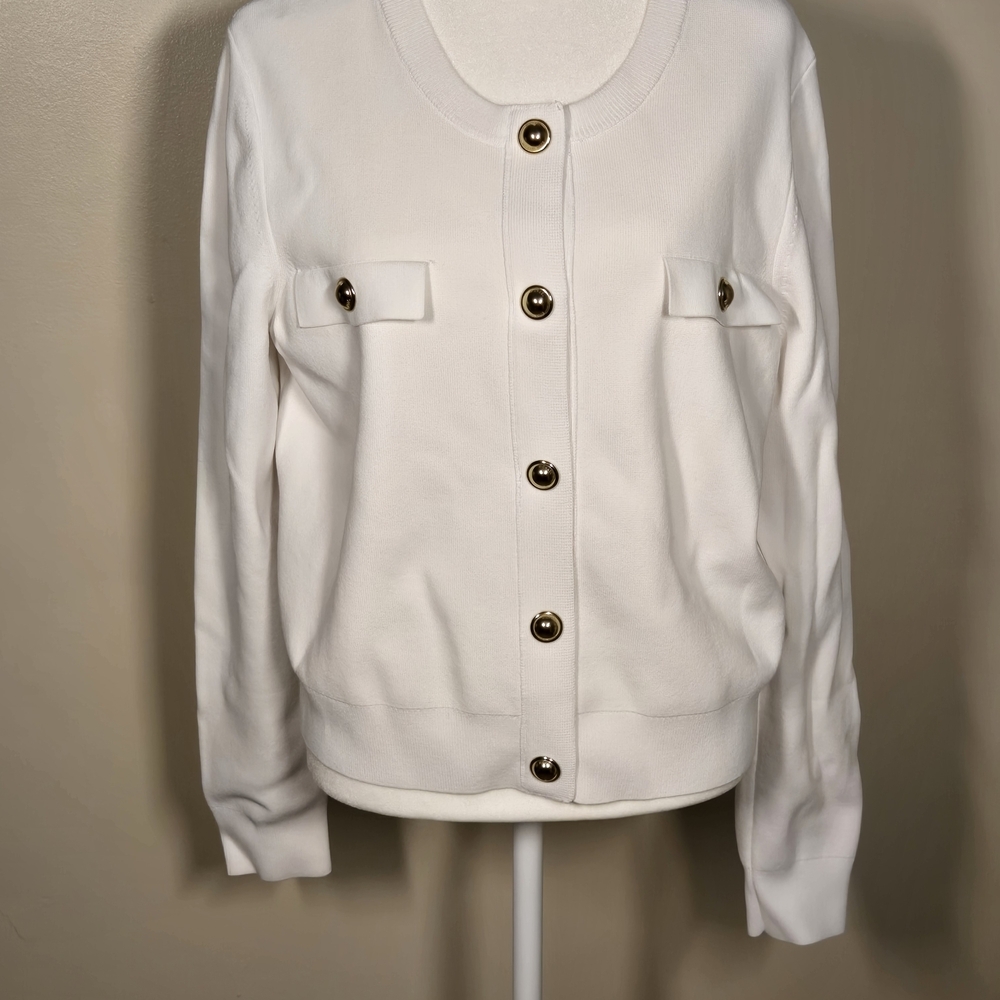 Micheal Kors Women's Cream Button-Up Jacket